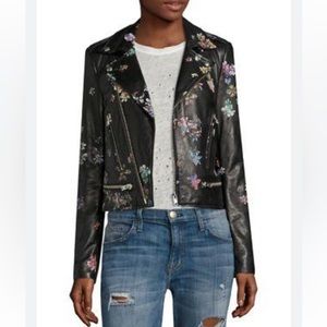 Iro Phedraspe Black Leather Floral Moro Jacket sz 38